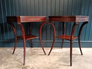 A pair of Regency style red leather top Mahogany lamp tables (2).jpg